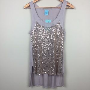 h.i.p sparkly hi-low tank top